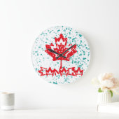 CANADA double RAIN EARTH MAPLE BY MASANSER PIXELAT ラージ壁時計 (ホーム)