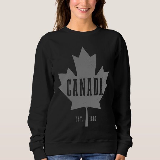 Canada Est 1867 Maple Leaf Canadian Flag Pride Roo スウェットシャツ (正面)