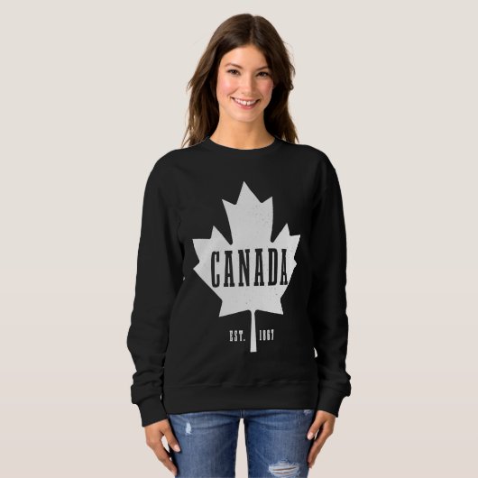 Canada Est 1867 Maple Leaf Canadian Flag Pride Roo スウェットシャツ (正面フル)