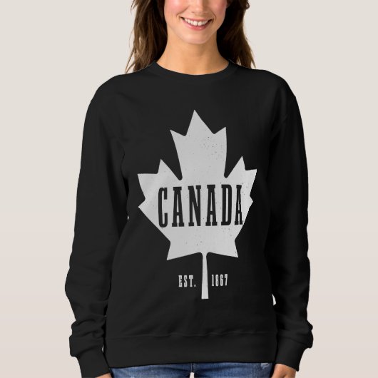 Canada Est 1867 Maple Leaf Canadian Flag Pride Roo スウェットシャツ (正面)