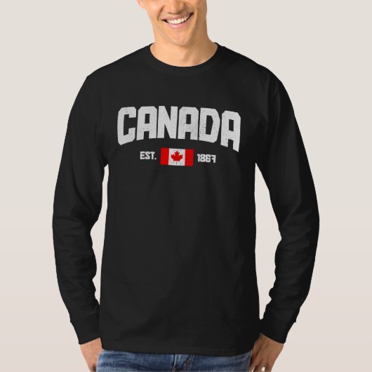 Canada Est 1867 Maple Leaf Canadian Flag Pride Roo Tシャツ (正面)