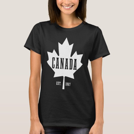 Canada Est 1867 Maple Leaf Canadian Flag Pride Roo Tシャツ (正面)