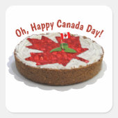 Canada Flag Cake Maple Leaf スクエアシール (正面)