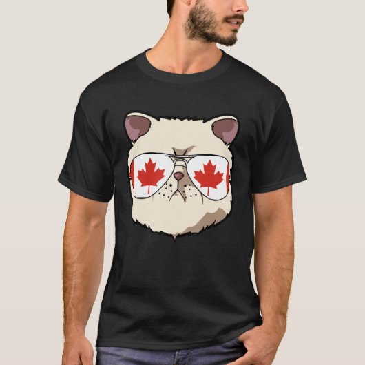 Canada Flag Canadian Exotic Shorthaire Cat Sunglas Tシャツ (正面)