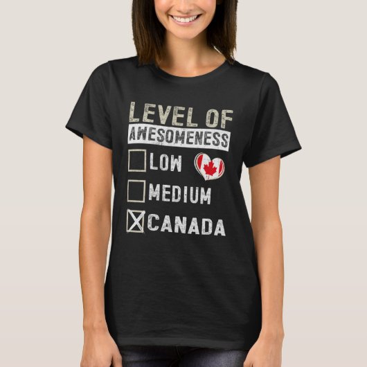 Canada Flag Canadians Level Of Awesomeness Tシャツ (正面)