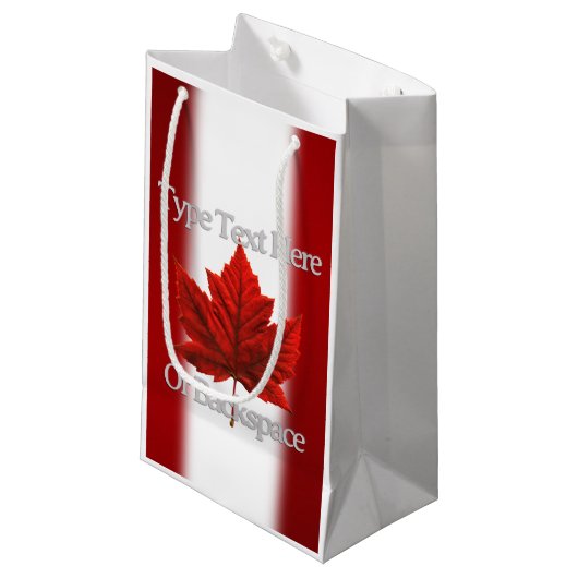 Canada Flag Favor Bags Personalized Canada Bags スモールペーパーバッグ (正面アングル)