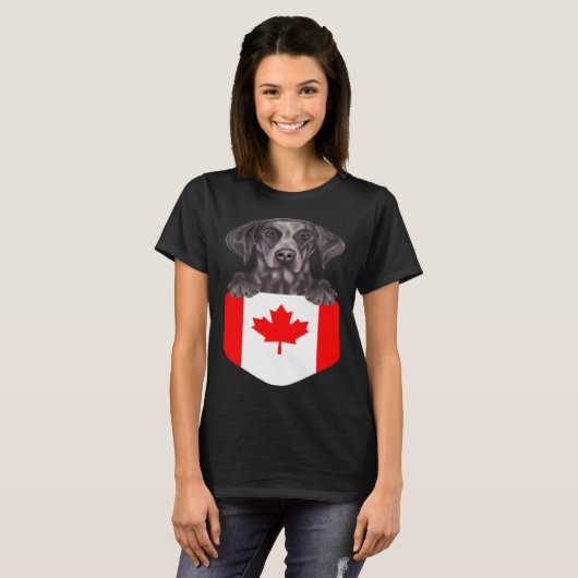 Canada Flag German Shorthaired Pointer Dog In Pock Tシャツ (正面フル)