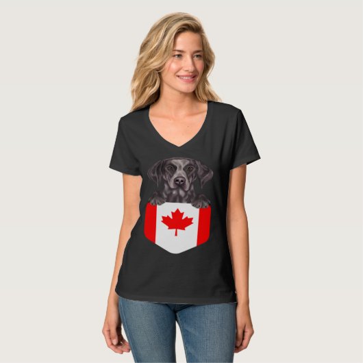Canada Flag German Shorthaired Pointer Dog In Pock Tシャツ (正面フル)
