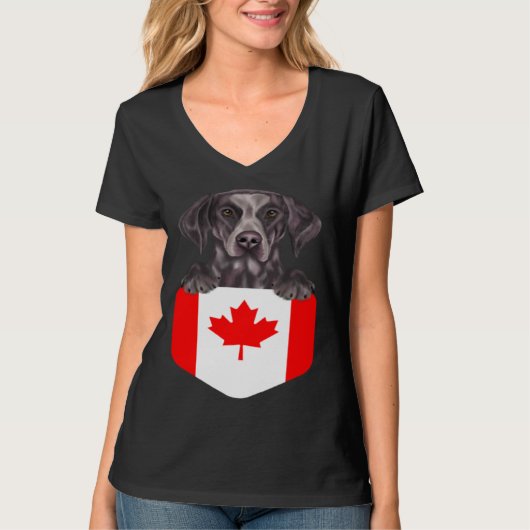Canada Flag German Shorthaired Pointer Dog In Pock Tシャツ (正面)