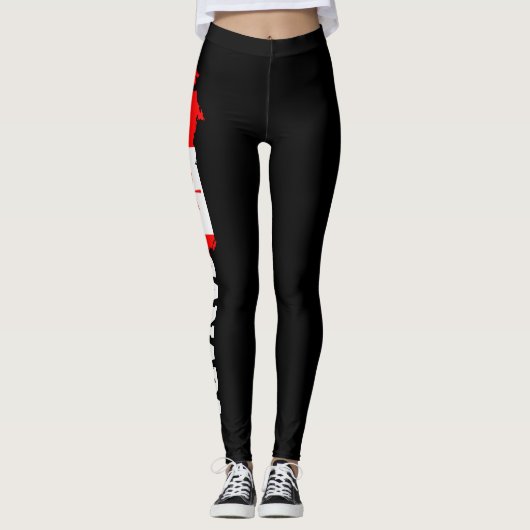 Canada Flag Leggings - Maple Leaf Design レギンス (正面)