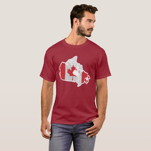 Canada Flag Map Iconic Red T-Shirt Tシャツ (正面フル)