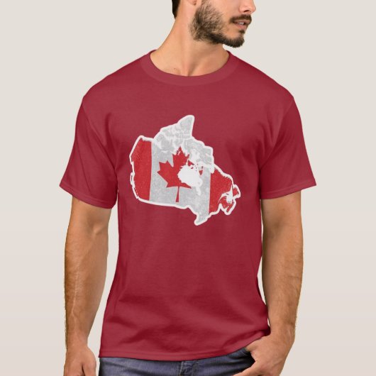 Canada Flag Map Iconic Red T-Shirt Tシャツ (正面)