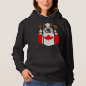 Canada Flag St Bernard Dog In Pocket パーカ (正面)