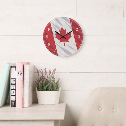 Canada Flag Wall Clock — Waving Flag Design ラージ壁時計 (読書スペース)