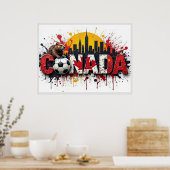 Canada Football Citiscape Oil Painting Style Art ポスター (キッチン)