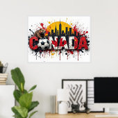 Canada Football Citiscape Oil Painting Style Art ポスター (ホームオフィス)