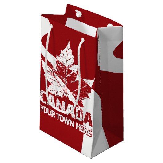 Canada Gift Bags Custom Canada Maple Leaf Gift Bag スモールペーパーバッグ (正面アングル)