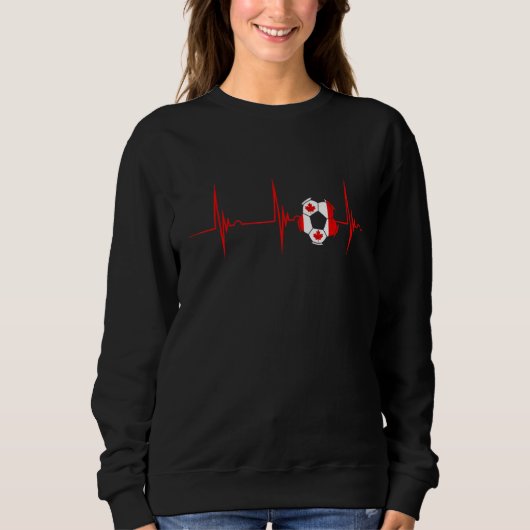 Canada Heartbeat EKG Pulse Ball Canadian Flag Mapl スウェットシャツ (正面)