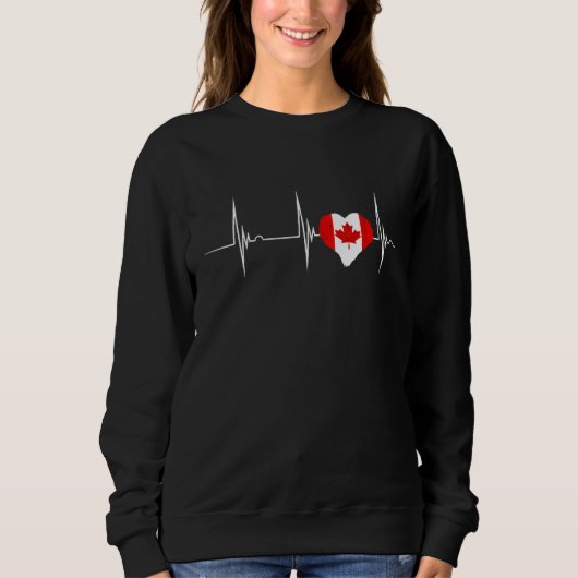 Canada Heartbeat EKG Pulse Heart Maple Leaf Canadi スウェットシャツ (正面)