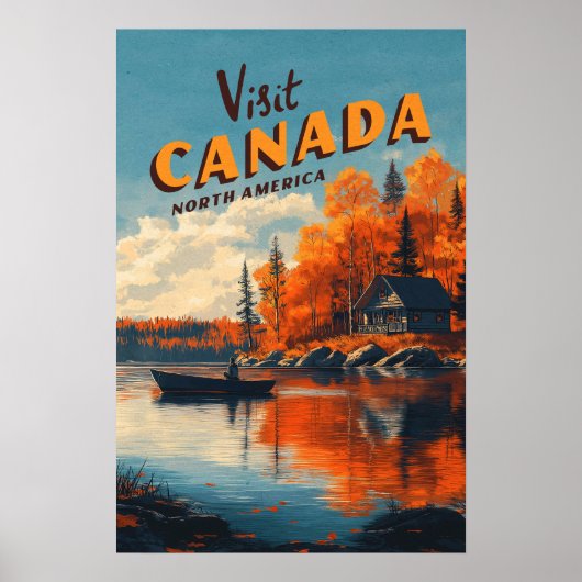 Canada Lake Fishing Travel Poster ポスター (正面)