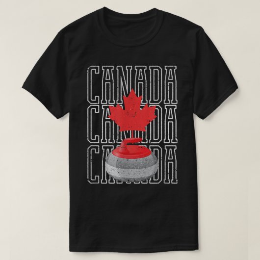 Canada Leaf Canadian Team Curling Red White Winter Tシャツ (デザイン正面)
