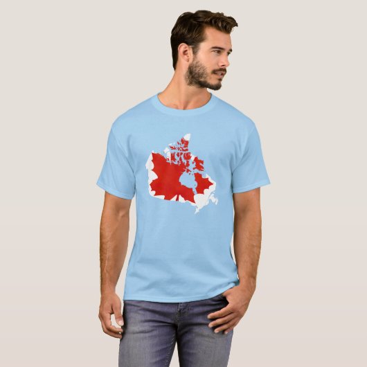 Canada Map Maple Leaf Graphic Blue Tee Tシャツ (正面フル)