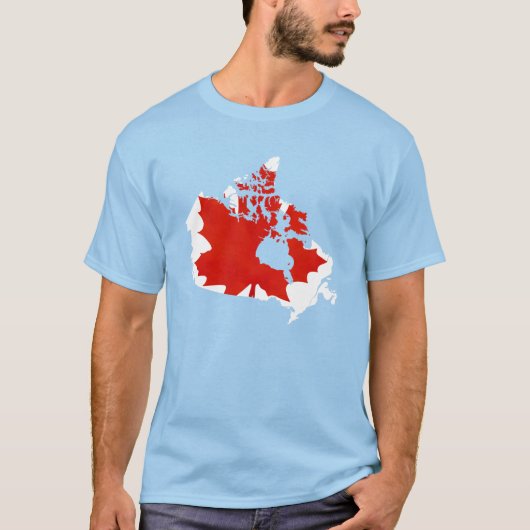 Canada Map Maple Leaf Graphic Blue Tee Tシャツ (正面)