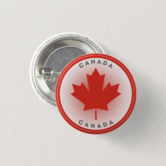 Canada Maple Leaf Circle Shape 缶バッジ (正面&裏面)