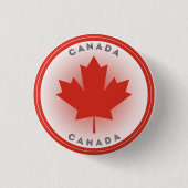 Canada Maple Leaf Circle Shape 缶バッジ (正面)