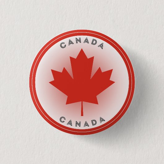 Canada Maple Leaf Circle Shape 缶バッジ (正面)