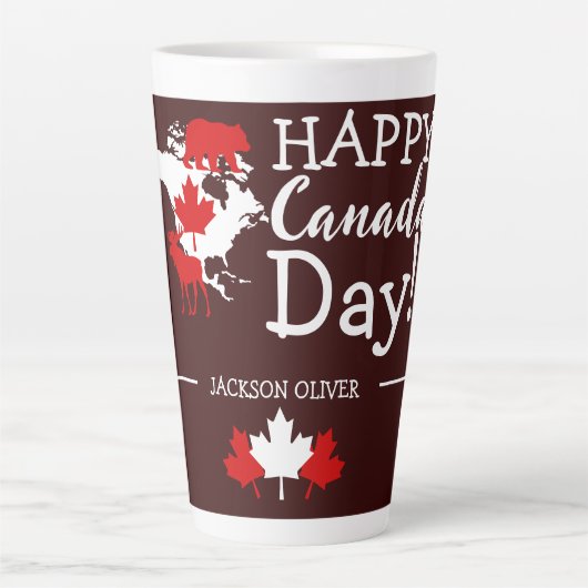 Canada Maple Leaf, Happy Canada day, 7月1日 カフェラテマグ (正面)