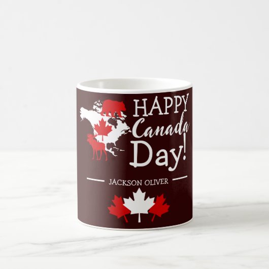 Canada Maple Leaf, Happy Canada day, 7月1日 コーヒーマグカップ (中央)