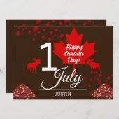 Canada Maple Leaf, Happy Canada day, 7月1日 シーズンカード (正面/裏面)