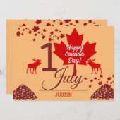 Canada Maple Leaf, Happy Canada day, 7月1日 シーズンカード (正面/裏面)