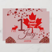 Canada Maple Leaf, Happy Canada day, 7月1日 シーズンカード (正面/裏面)