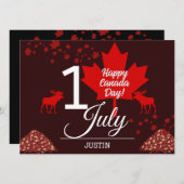 Canada Maple Leaf, Happy Canada day, 7月1日 シーズンカード (正面/裏面)