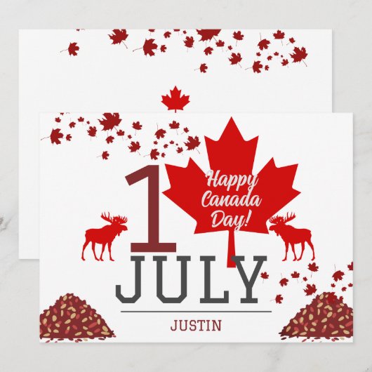 Canada Maple Leaf, Happy Canada day, 7月1日 シーズンカード (正面/裏面)