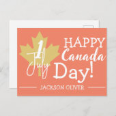 Canada Maple Leaf, Happy Canada day, 7月1日 シーズンポストカード (正面/裏面)