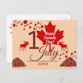 Canada Maple Leaf, Happy Canada day, 7月1日 シーズンポストカード (正面/裏面)