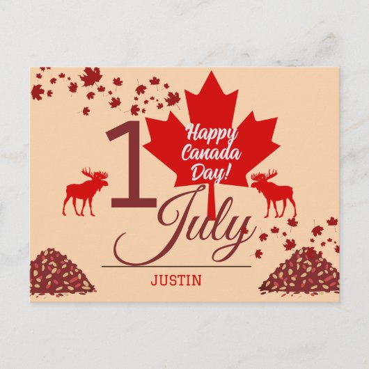 Canada Maple Leaf, Happy Canada day, 7月1日 シーズンポストカード (正面)