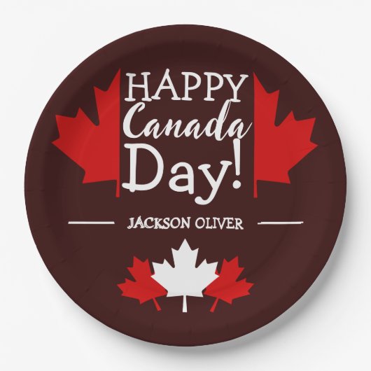 Canada Maple Leaf, Happy Canada day, 7月1日 ペーパープレート (正面)