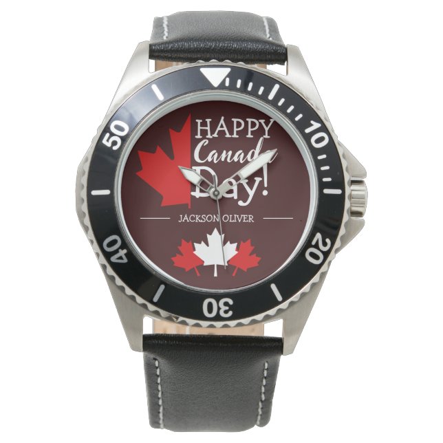 Canada Maple Leaf, Happy Canada day, 7月1日 腕時計 (正面)
