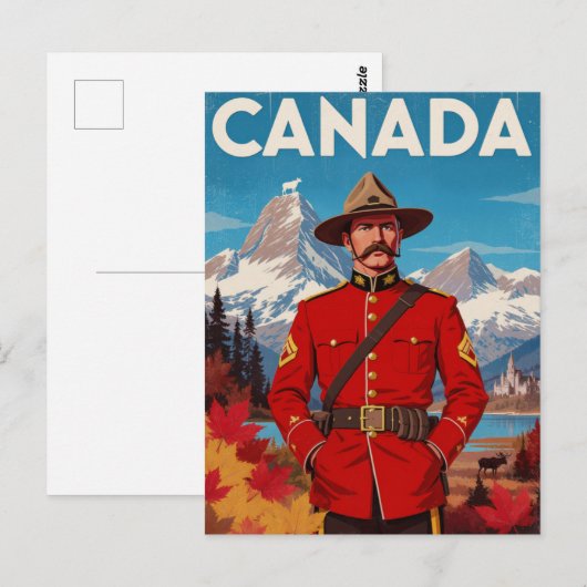 Canada Mountie Vintage Art ポストカード (正面/裏面)