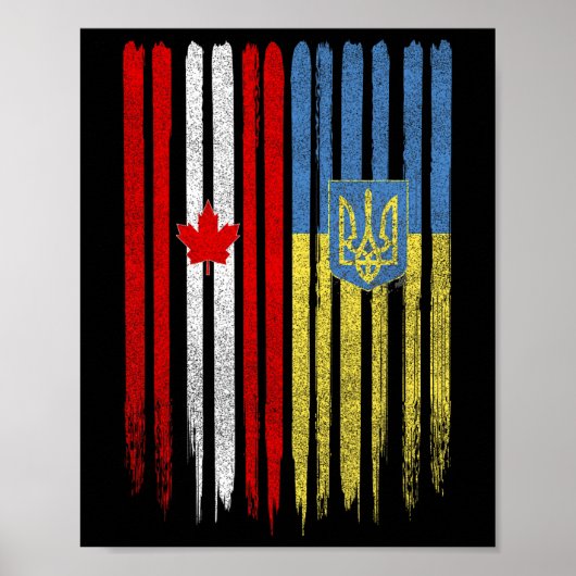 Canada Ukraine Canadian Ukrainian Flag  ポスター (正面)