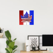 Canada USAステッカーAmerican Flag Sticker ポスター (ホームオフィス)