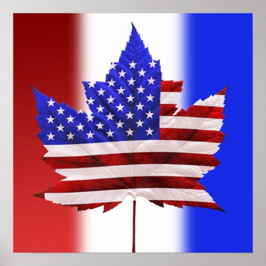 Canada USAステッカーAmerican Flag Sticker ポスター (正面)