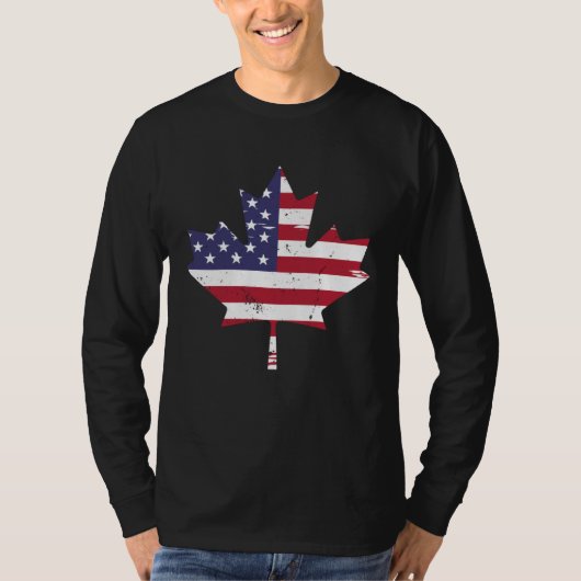 Canada USA America Hockey Canadian Maple Leaf Tシャツ (正面)