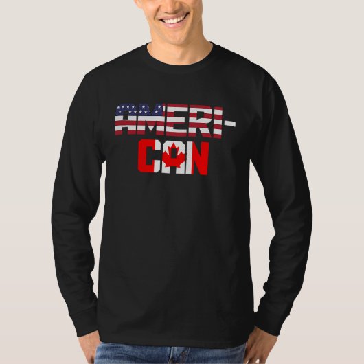 Canada USA Canadian American Flag Pride Patriotic Tシャツ (正面)