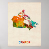 Canada Watercolor Map ポスター (正面)