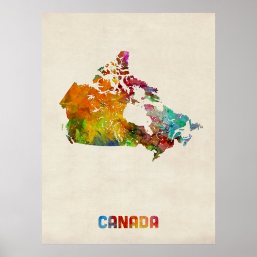Canada Watercolor Map ポスター (正面)